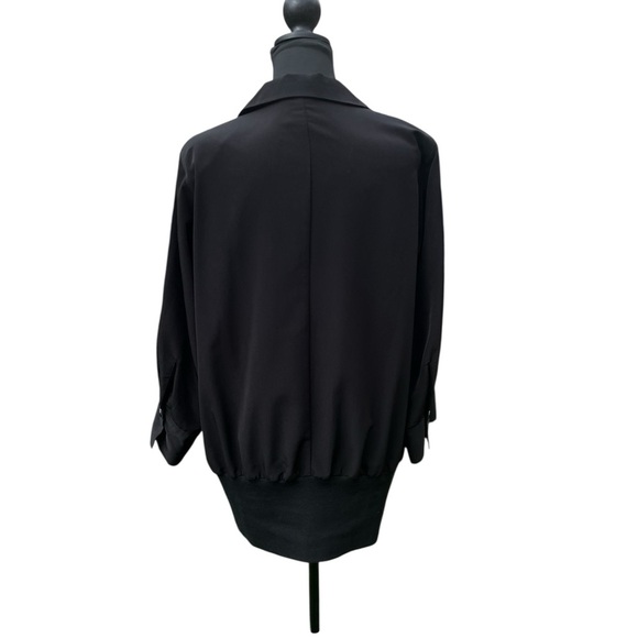 Women’s black button blouse w 2 frontal pockets & waistband by Diane Gilman S L - Picture 3 of 5